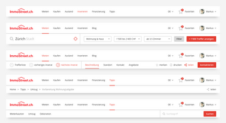 Immo Street CH User Experience Design Header Design Concept